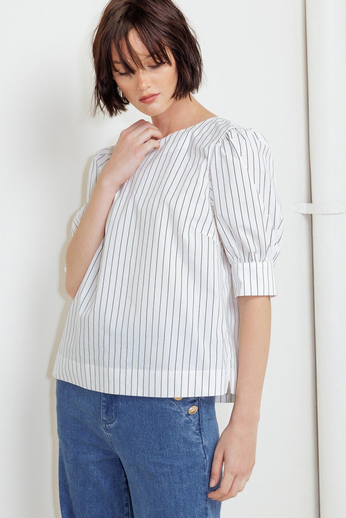 COCOON HOUR WHITE WOVEN TOP