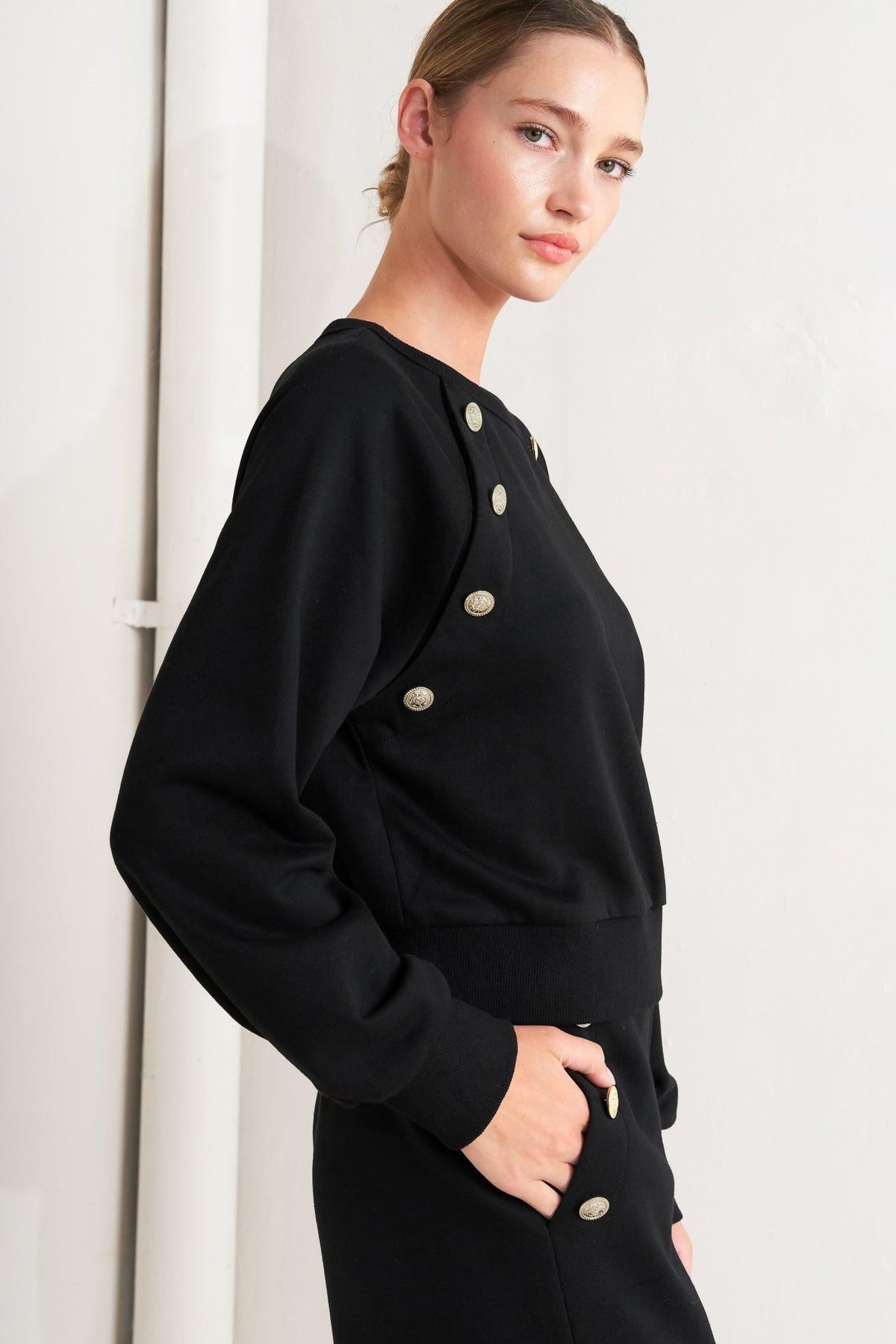 BLACK REGIMENT WOVEN TOP