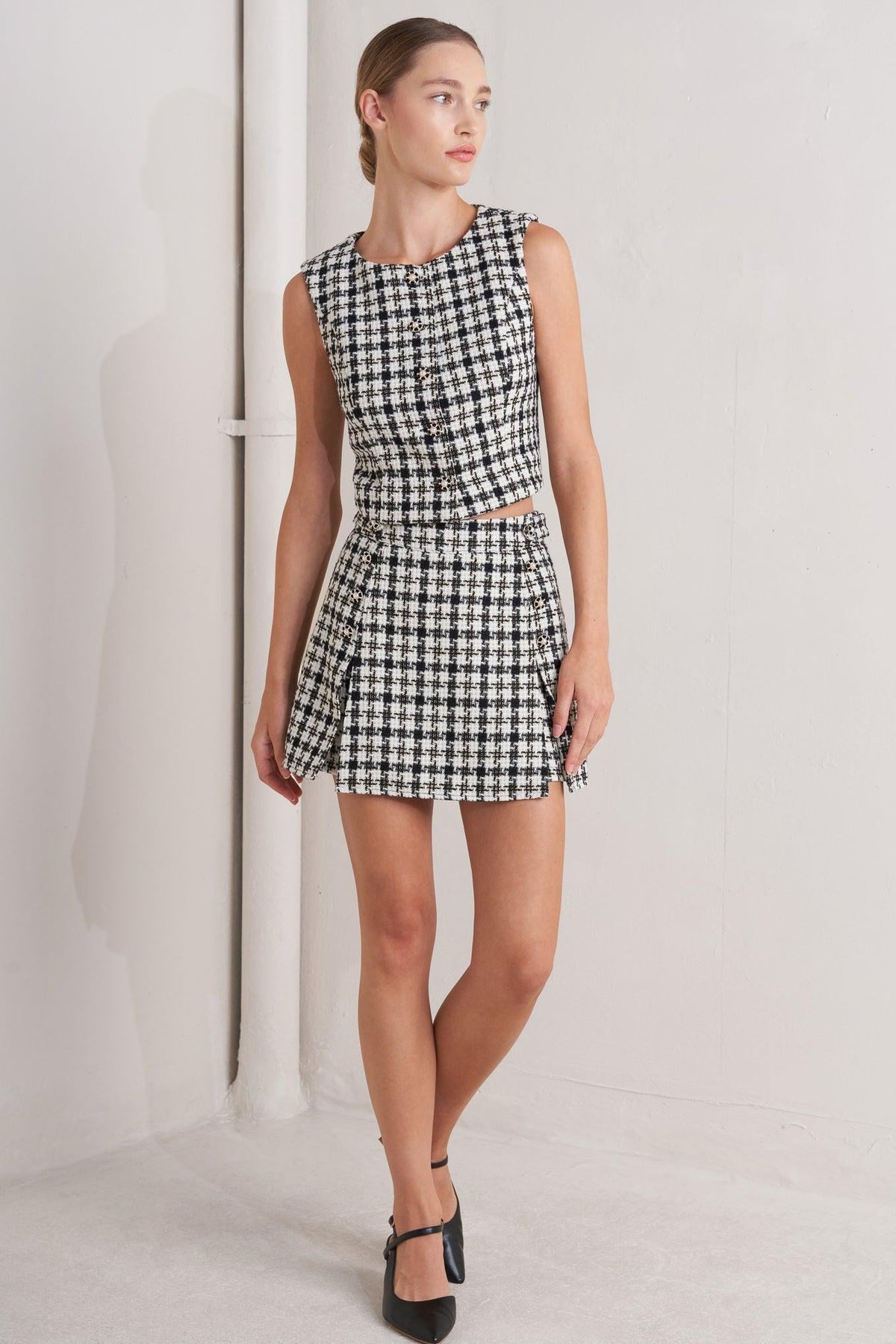 MONA CHECK TWEED VEST
