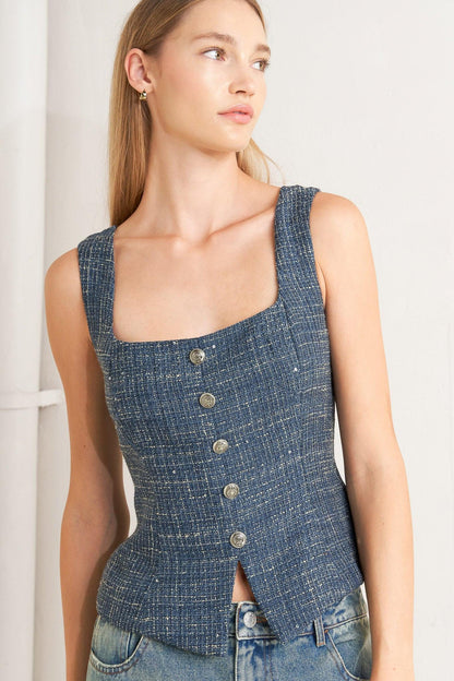 STUDIO FEMME LOOK TWEED TOP