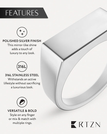 Rectangle Silver Signet Rings (Polished)