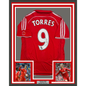 Framed Autographed/Signed Fernando Torres 35x39 Liverpool Red Soccer Jersey Beckett BAS COA
