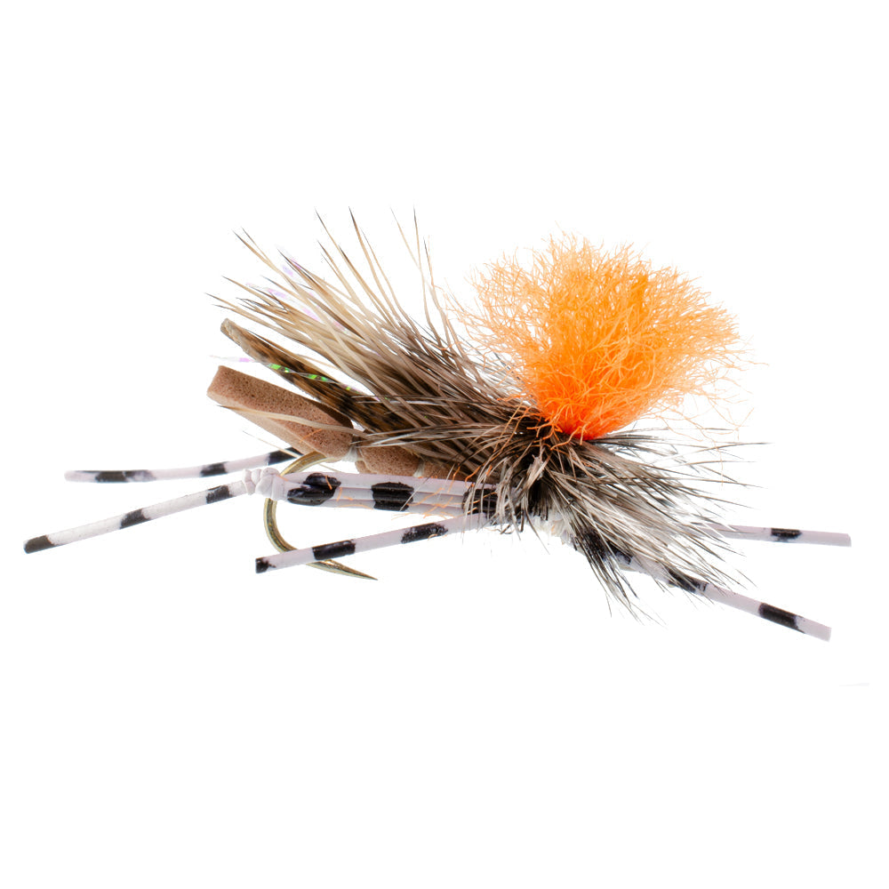 Feth Hopper Tan - Foam Grasshopper Fly Pattern - 1 Dozen Flies Hook Size 14