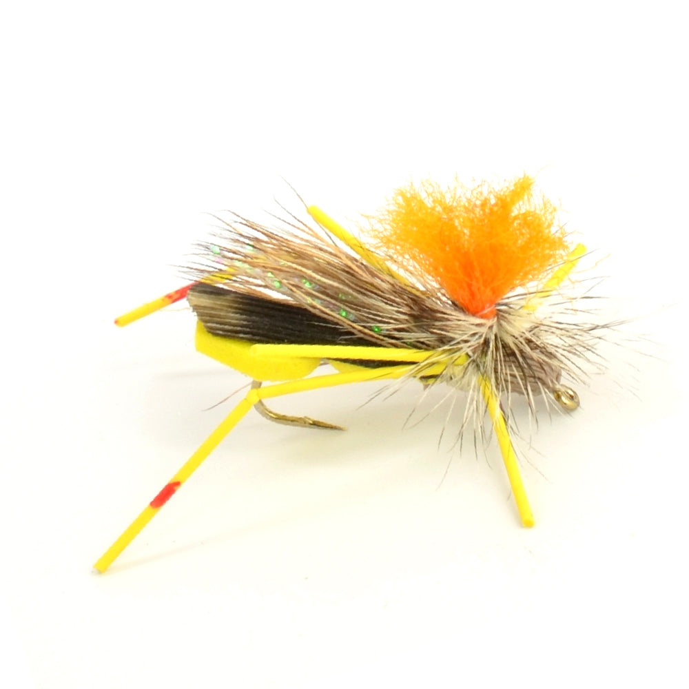 Trout Fly Assortment - Feth Grasshopper Foam Fly Collection 12 Flies Size 10