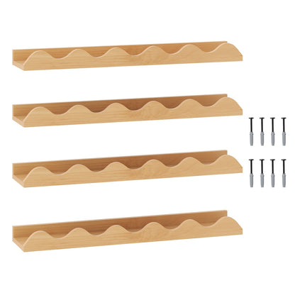 24 Inch Kids Bookshelf Set of 4 Wall-Mounted Picture Ledge Shelf-Natural