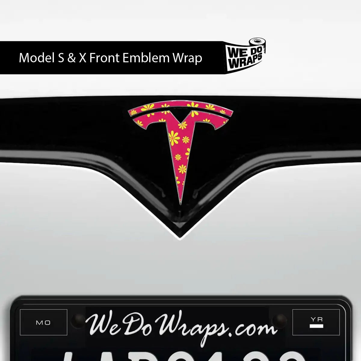 Flower Power Tesla Emblem Decals (Front + Back) | Model S