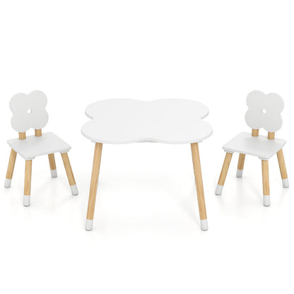 Flower-shaped Kids Table Set with Solid Pine Wood Legs