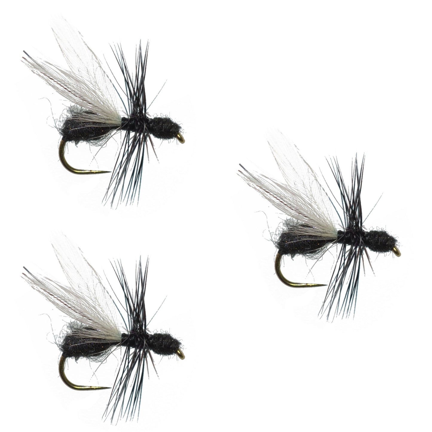3 Pack Black Fur Flying Ant Terrestrial Trout Dry Fly - Hook Size 18