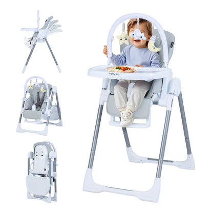 Foldable Baby High Chair with Adjustable Height and Relining Seat