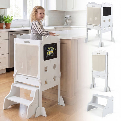 Foldable Toddler Step Stool with Chalkboards 2-Step Stool