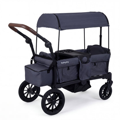 Foldable Wagon Stroller for 2 Kids Double Seater Toddler Stroller with Removable Canopy