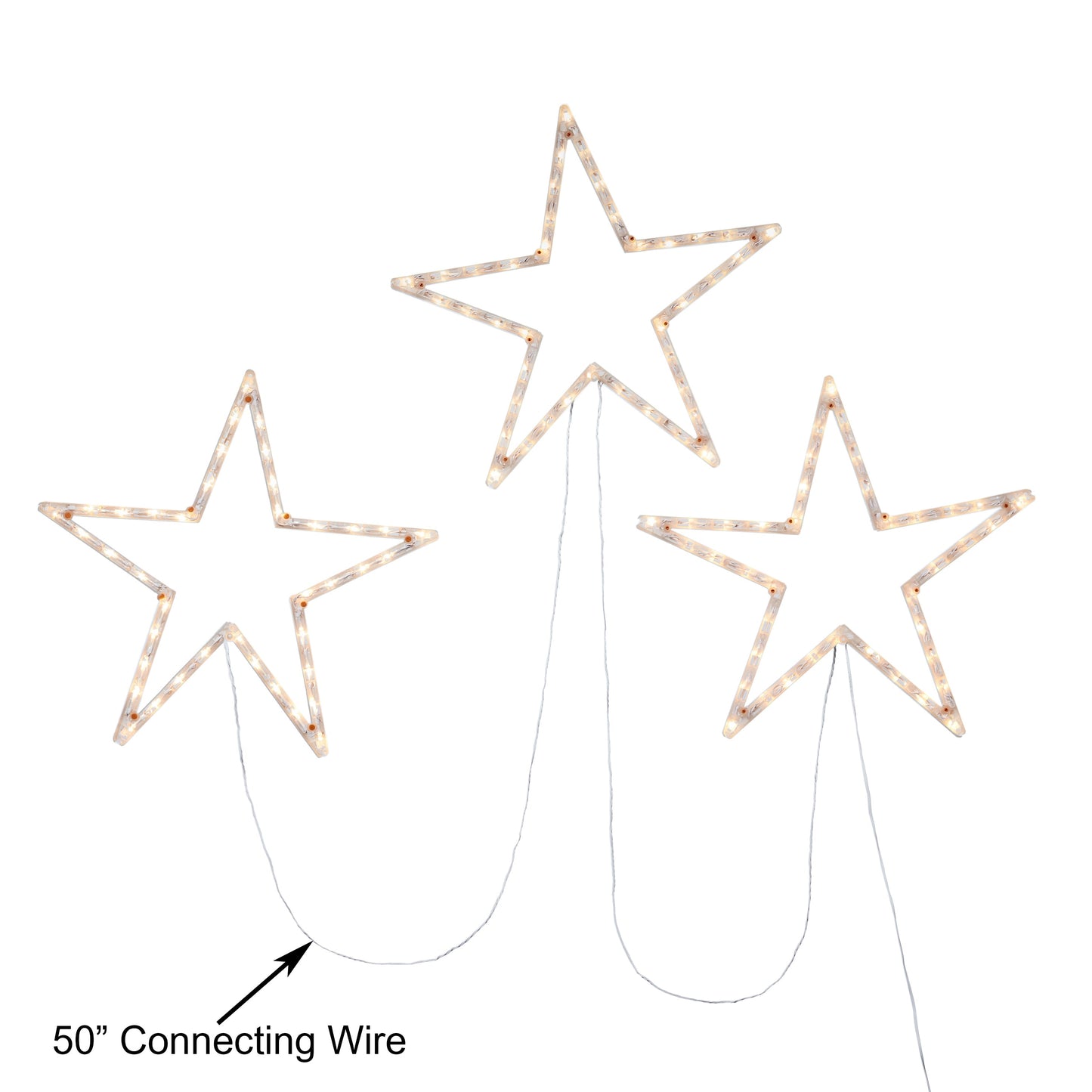 Foldable Stars - Red, White, Blue (3 Stars Included) - 120 Total LED Lights - 8 Lighting Modes - 18" Tall