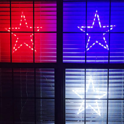 Foldable Stars - Red, White, Blue (3 Stars Included) - 120 Total LED Lights - 8 Lighting Modes - 18" Tall
