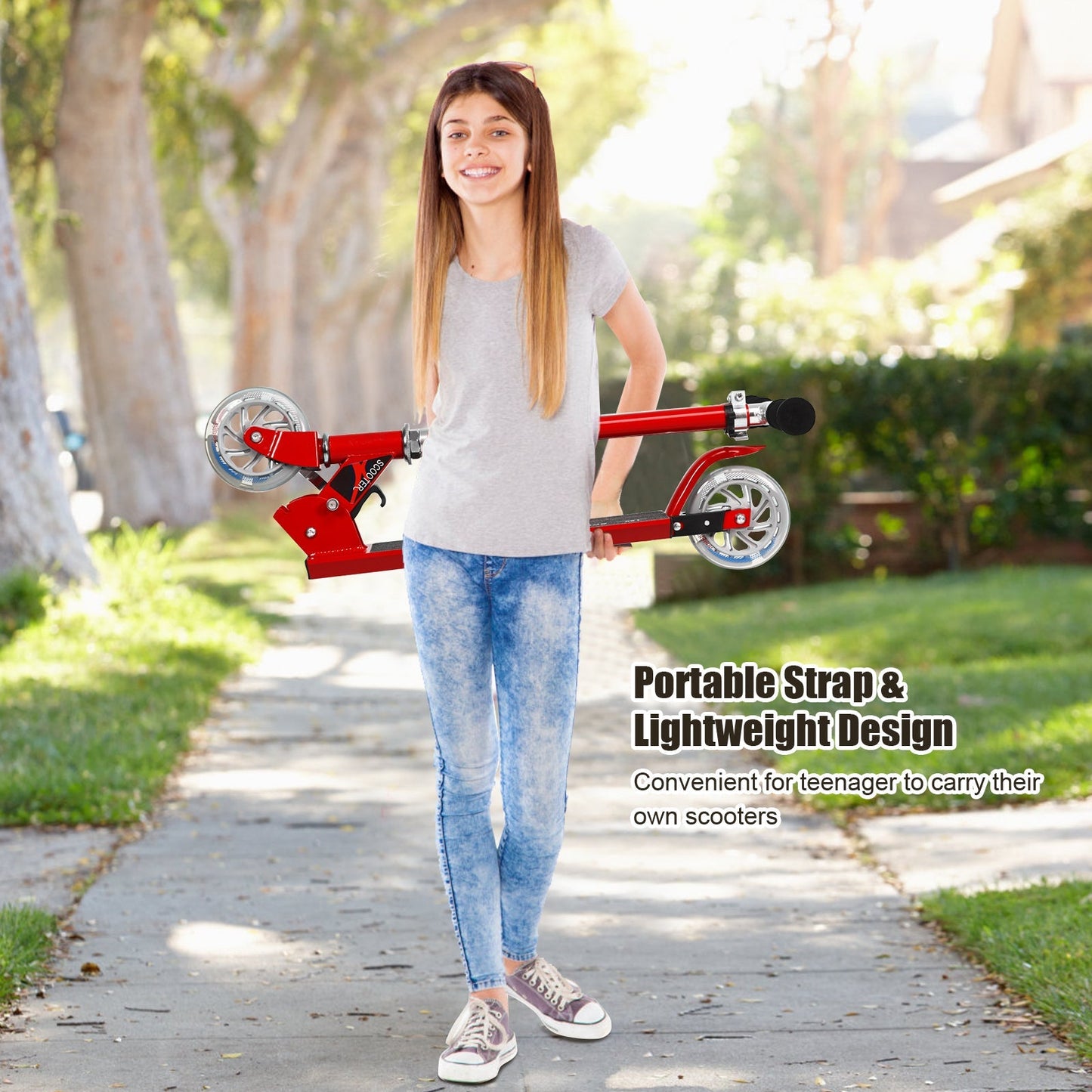 Folding Aluminum Kids Kick Scooter with LED Lights