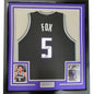 Framed Autographed/Signed De'Aaron Fox 35x39 Sacramento Black Basketball Jersey Beckett BAS COA