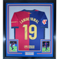 Framed Autographed/Signed Lamine Yamal 35x39 FC Barcelona Blue Soccer Jersey Beckett BAS COA