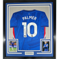 Framed Autographed/Signed Cole Palmer 35x39 Chelsea FC Blue Soccer Futbol Jersey Beckett BAS COA