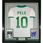 Framed Autographed/Signed Pele 35x39 New York Cosmos White Soccer Futbol Jersey Beckett BAS COA