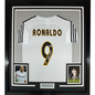 Framed Autographed/Signed Ronaldo Nazario 35x39 Real Madrid White Soccer Jersey Beckett BAS COA