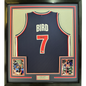 Framed Autographed/Signed Larry Bird 35x39 United States USA Blue 1992 Dream Team Basketball Jersey Beckett BAS COA