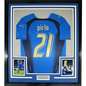 Framed Autographed/Signed Andrea Pirlo 35x39 Italy Blue Soccer Futbol Jersey Beckett BAS COA