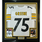 Framed Autographed/Signed Mean Joe Greene HOF 87 35x39 Pittsburgh White Football Jersey JSA COA