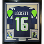Framed Autographed/Signed Tyler Lockett 35x39 Seattle Blue Football Jersey JSA COA