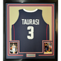 Framed Autographed/Signed Diana Taurasi 35x39 UConn Connecticut Blue College Basketball Jersey JSA COA