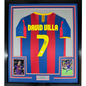 Framed Autographed/Signed David Villa 35x39 FC Barcelona Blue Soccer Jersey Beckett BAS COA