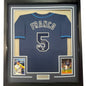 Framed Autographed/Signed Wander Franco 35x39 Tampa Bay Dark Blue Baseball Jersey JSA COA