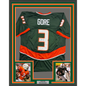 Framed Autographed/Signed Frank Gore 35x39 Miami Green Football Jersey JSA COA