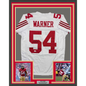 Framed Autographed/Signed Fred Warner 35x39 San Francisco White Football Jersey Beckett BAS COA