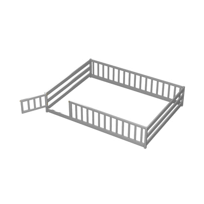 Full Size Floor Bed with Full Length Safety Guardrails