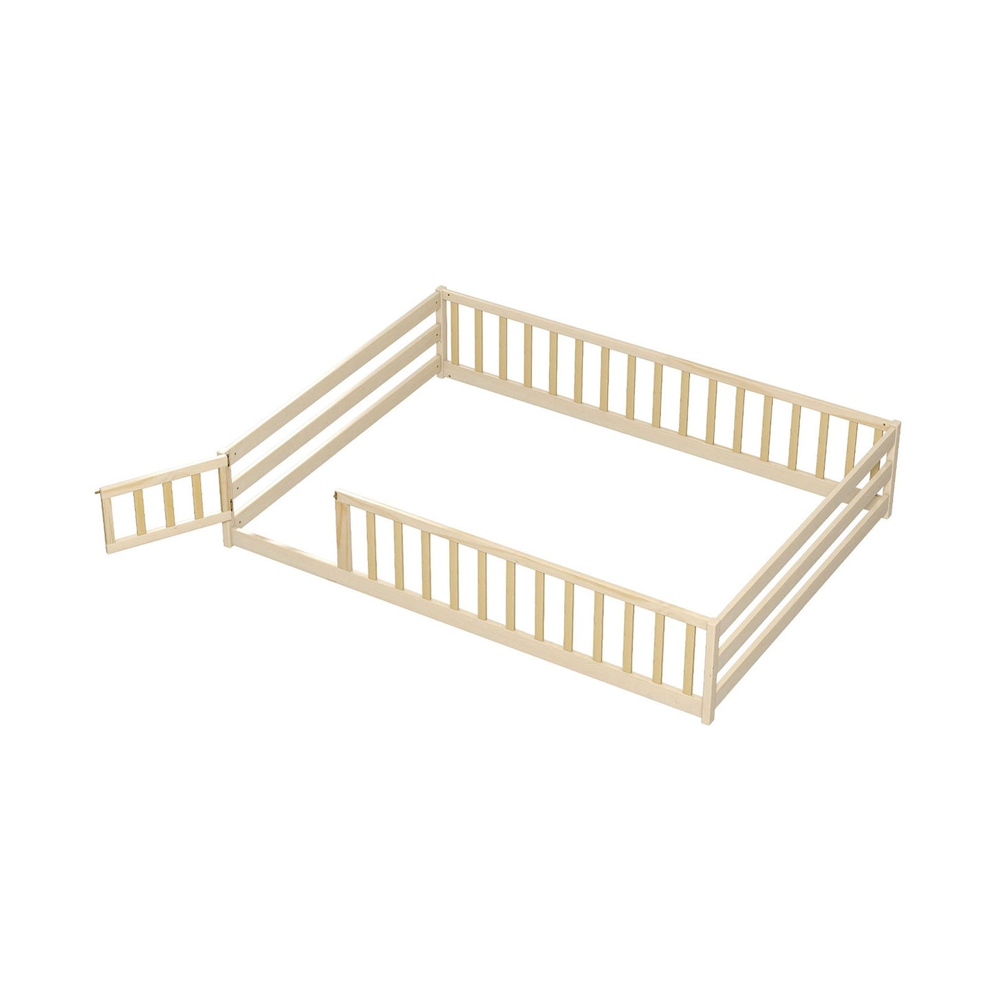 Full Size Floor Bed with Full Length Safety Guardrails