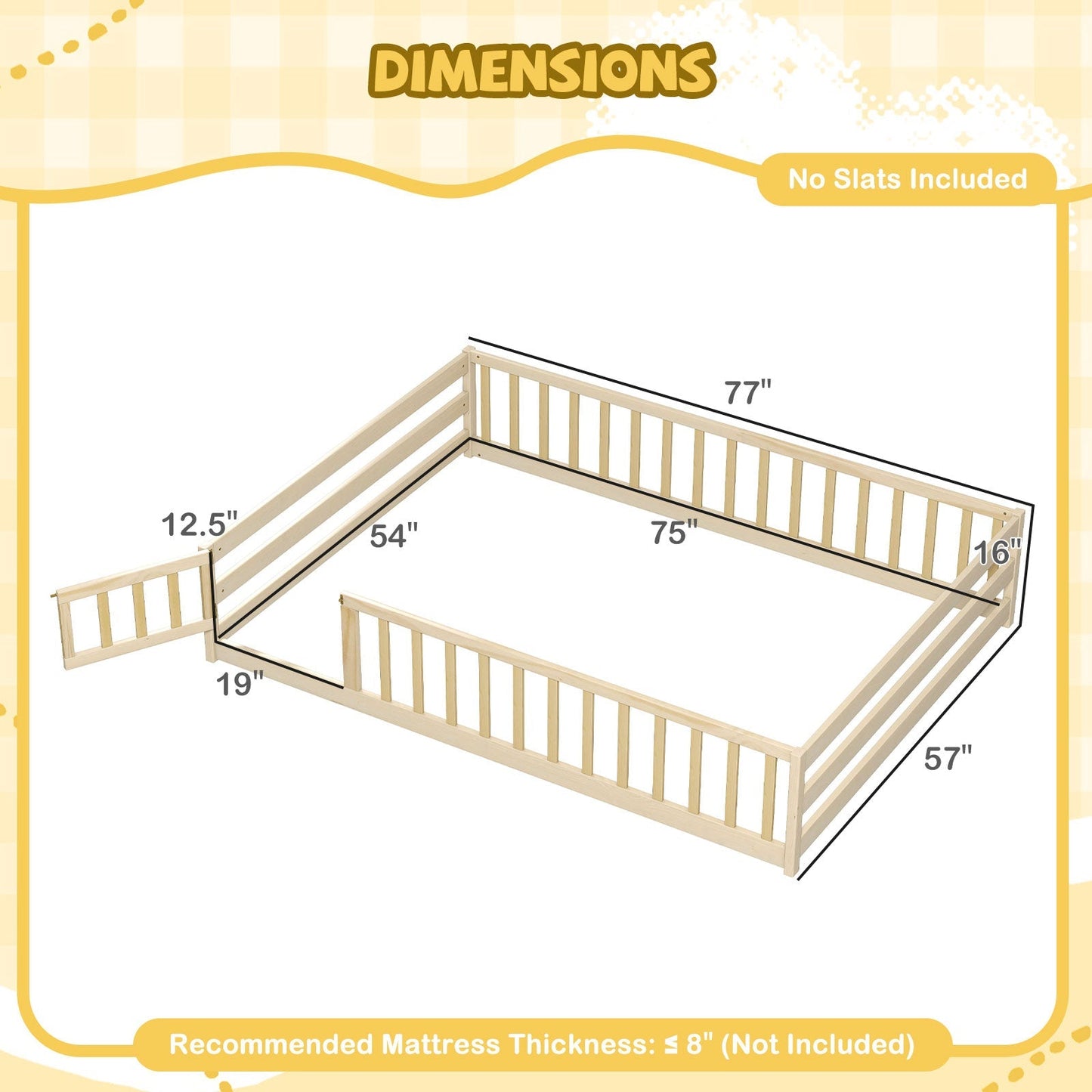 Full Size Floor Bed with Full Length Safety Guardrails