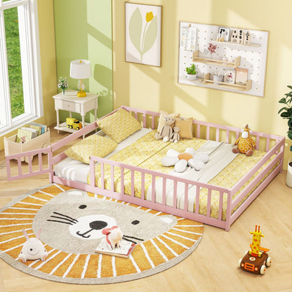 Full Size Floor Bed with Full Length Safety Guardrails