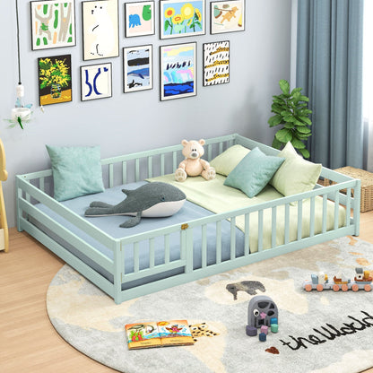 Full Size Floor Bed with Full Length Safety Guardrails