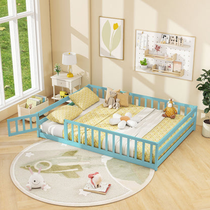 Full Size Floor Bed with Full Length Safety Guardrails