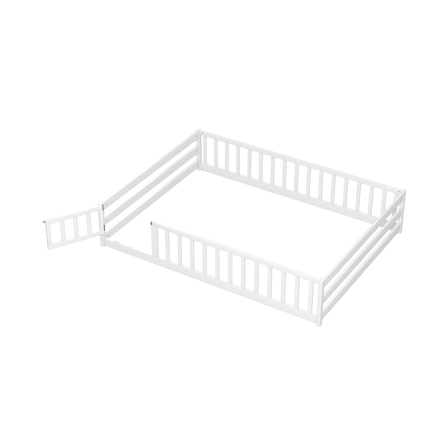 Full Size Floor Bed with Full Length Safety Guardrails