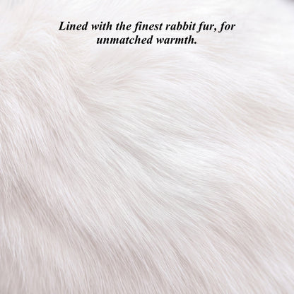 Francesca (black) - Italian lambskin leather gloves with white rabbit fur lining