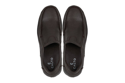 CALTO - G1823 - 3 Inches Taller (Brown) - Lightweight Slip-On Loafer Dress Shoes