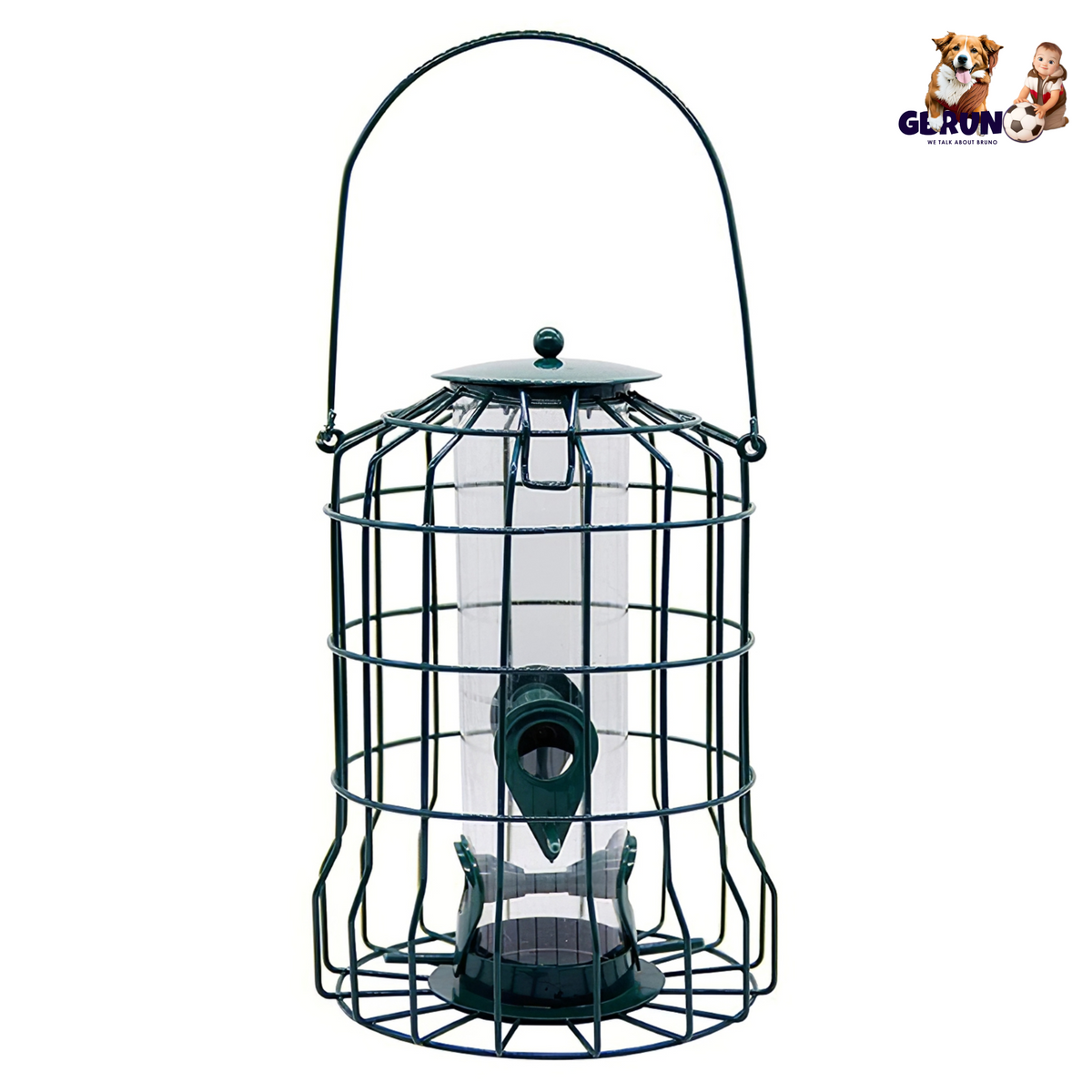Outdoor Wild Bird Feeder Squirrel-Proof Chew-Proof Metal Hanging Seed Feeder with 4 Feeding Ports for Small Songbirds