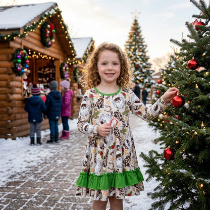 Cow Christmas tress santa western girls Christmas dresses