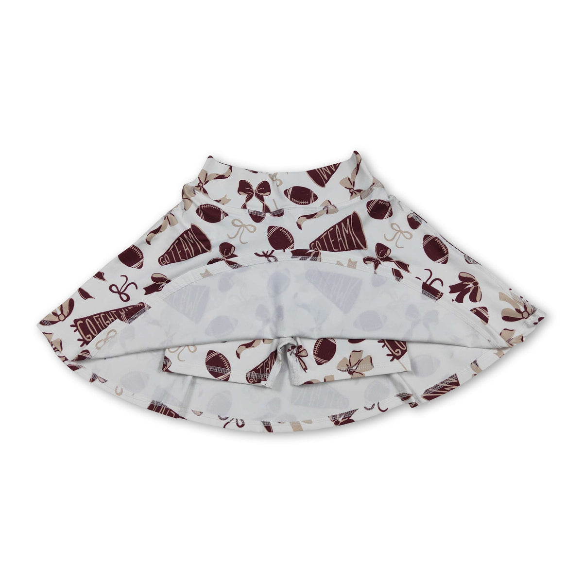 Maroon bow football go team kids girls activewear skirt