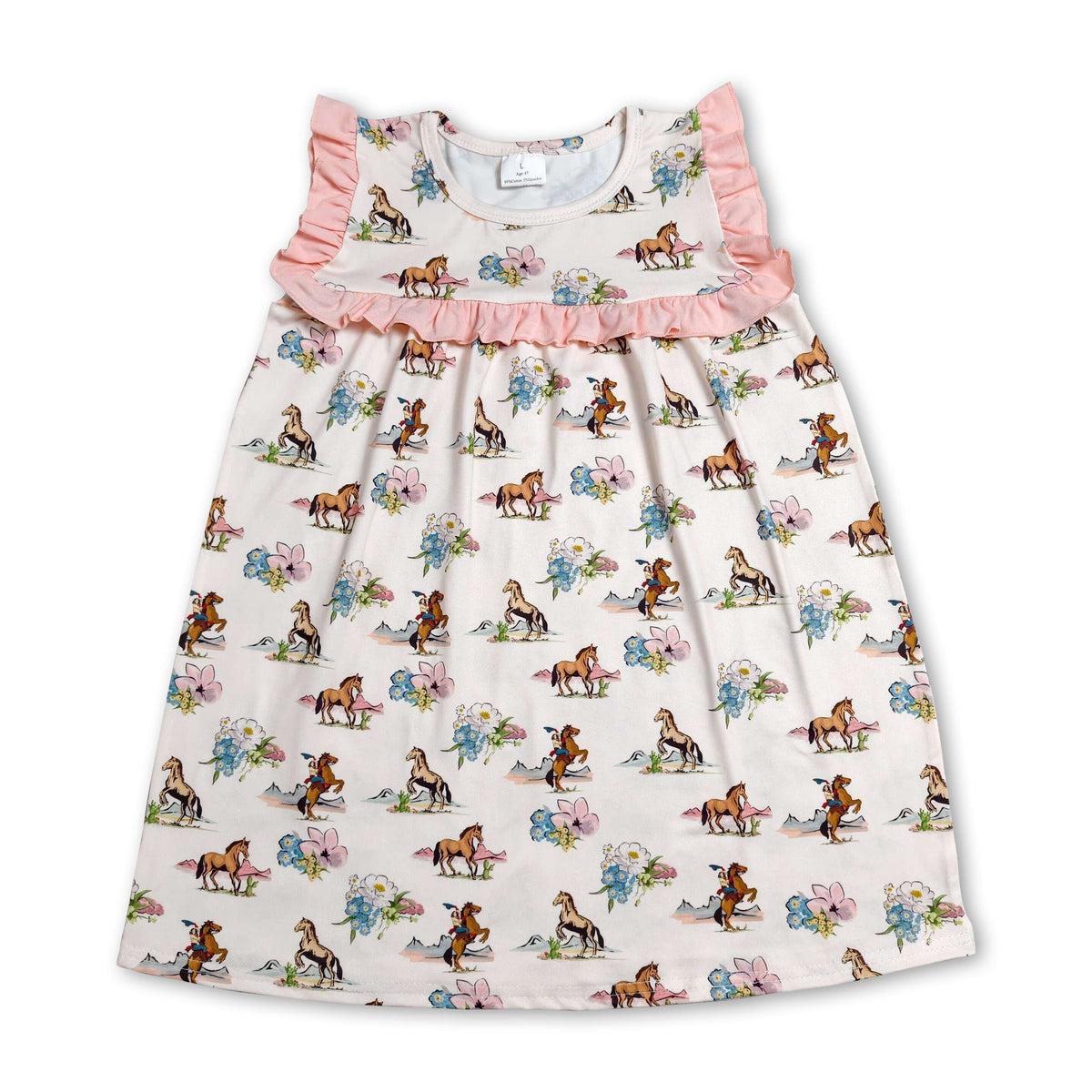 Ruffle horse rodeo baby girls western dresses