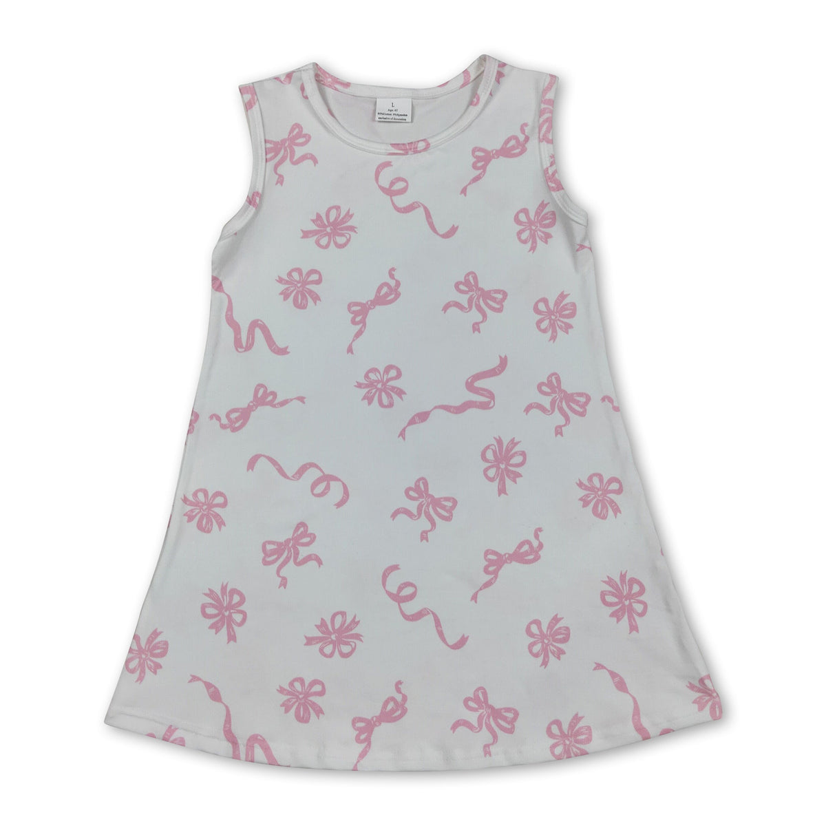 Sleeveless pink bow baby girls summer dresses