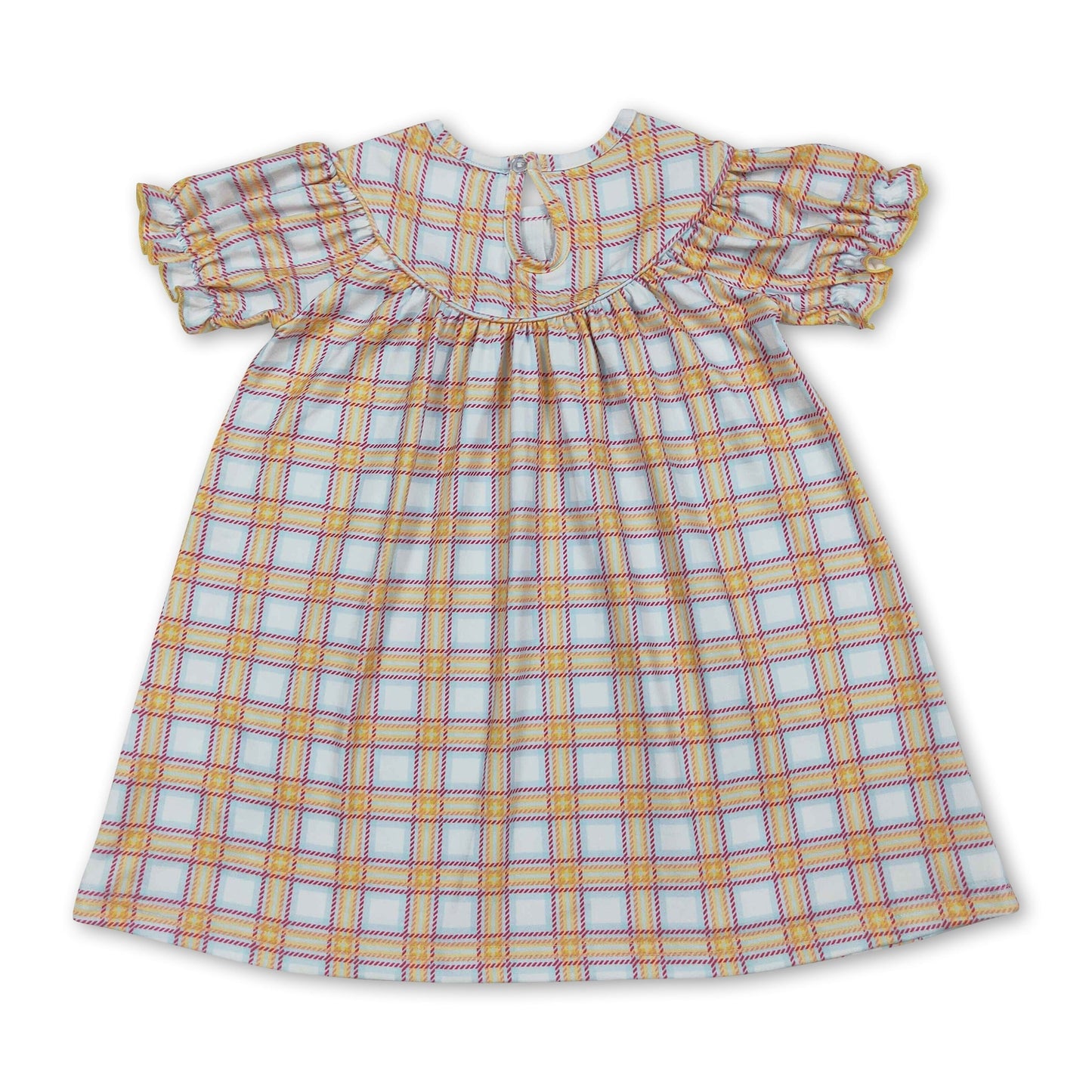 Cow tractor plaid short sleeves farm girls dresses