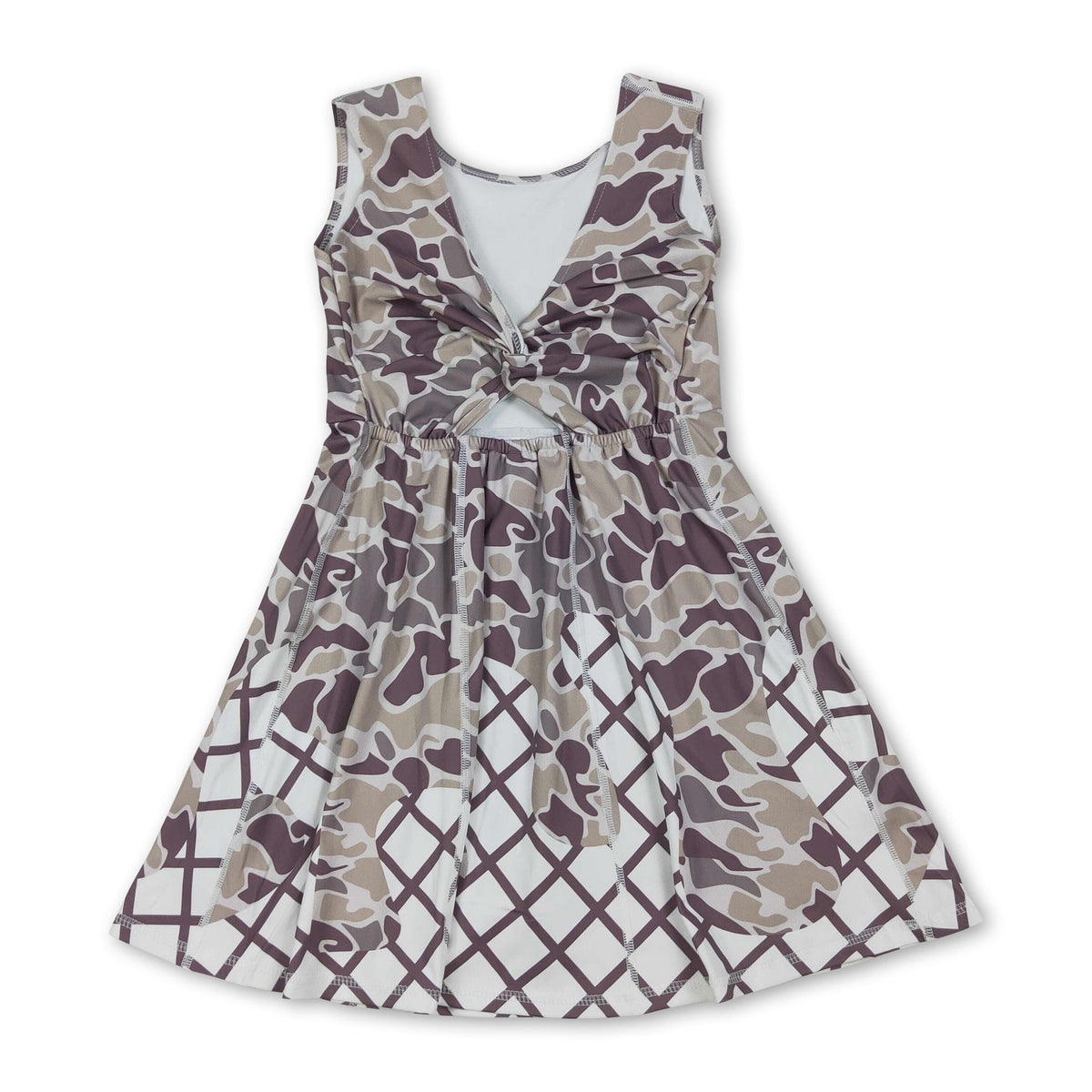 Sleeveless camo ice cream sprinkle girls athletic dresses