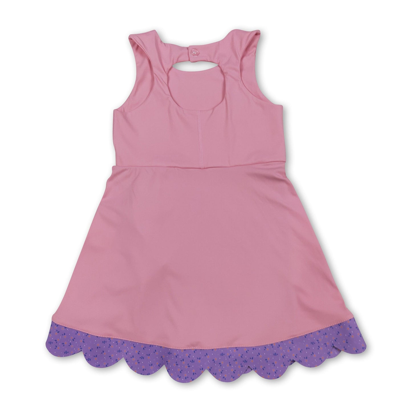 Sleeveless floral bow pink kids girls summer athletic dress