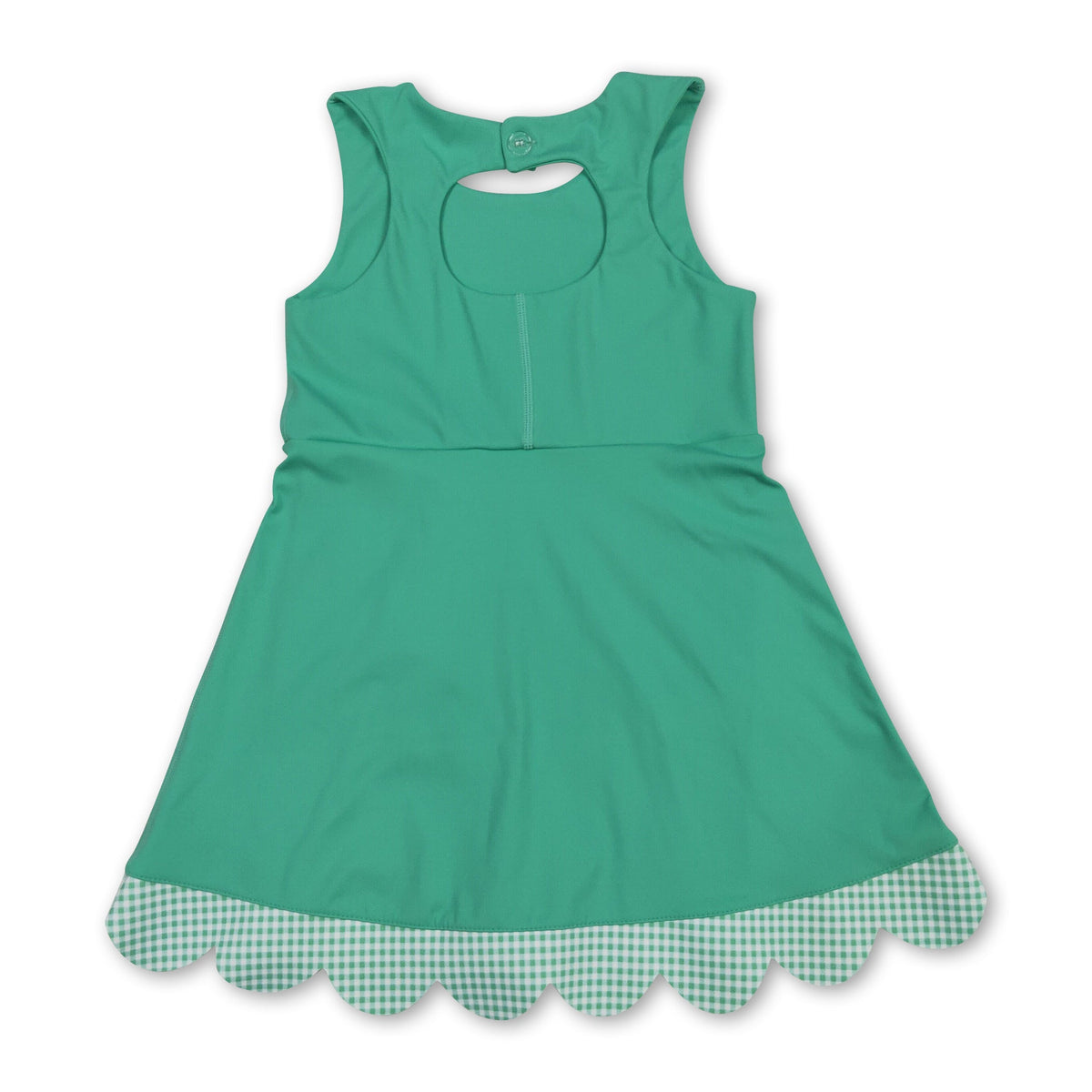 Sleeveless plaid bow green kids girls summer athletic dress